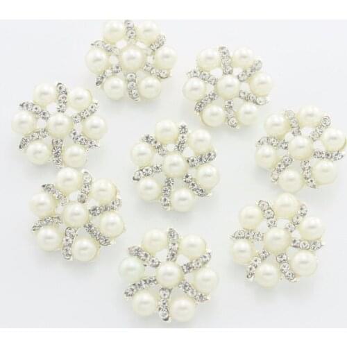 20mm 4/5" New Sewing Buttons Bridal Rhinestones Applique Plating Round Metal Shank Gem Diy Buckles Decoration For Garment 5pcs