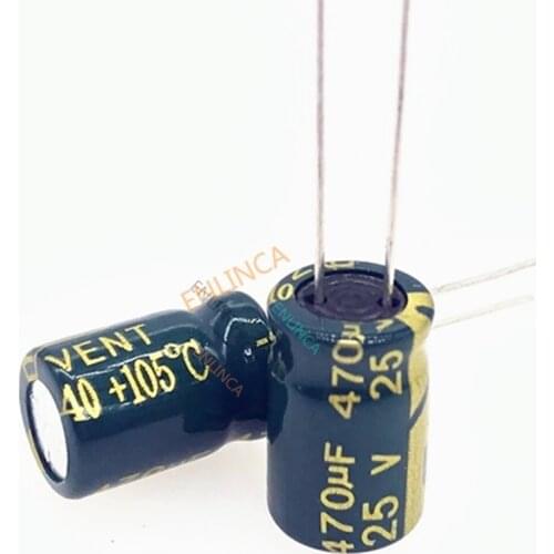 100psc/lot 25V 470UF 8*12 High Frequency Low Impedance Aluminum Electrolytic Capacitor 470uf 25v 20