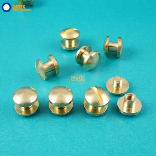 50 Set 8*3mm Solid Brass Rivet Chicago Screw for Leather Craft Belt Wallet / Cambered