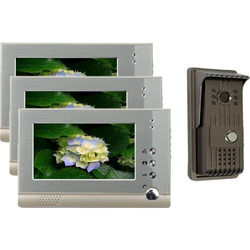 7 Inch TFT Monitor Intercom Wired Video Door Phone With 3 Monitor V80-F 1V3