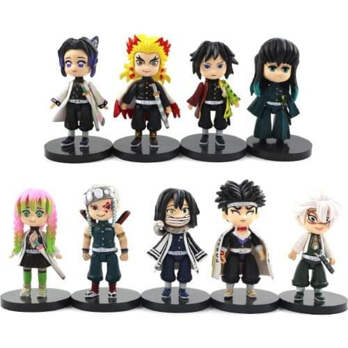 9pcs/set Devils Blade Anime Figure Q version Doll PVC Demon Slayer Kimetsu no Yaiba Action Figure Collectible Model Toys
