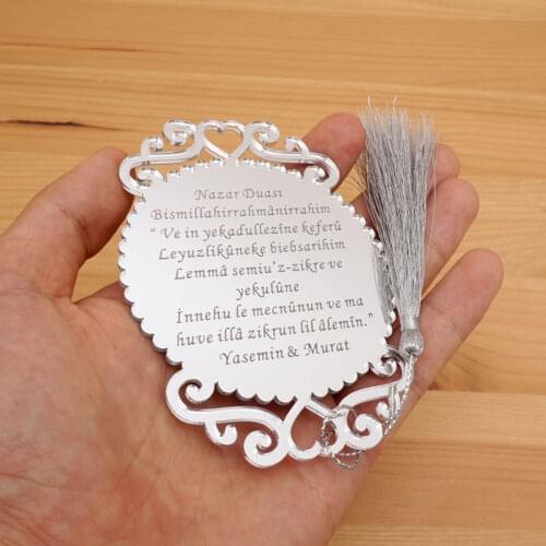 10pcs Personalized Wedding Guest Gifts Custom Acrylic Mirror Tags Invitation Card Birthday Party Decor Favors with Tassel