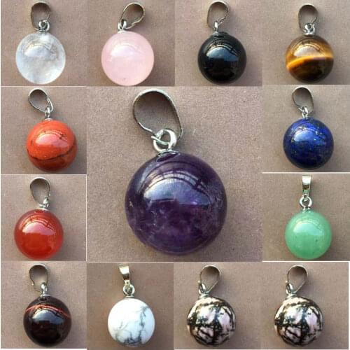 Aventurine Tiger Eye Lapis Lazuli Crystal Howltie Carnelian Blue Sand Jaspe Rhodorite Round Women Men Pendant Bead WFH814