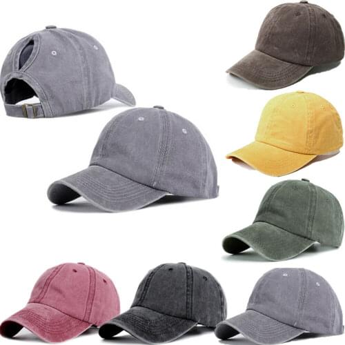 Men Women Baseball Cap Snapback Ponytail Messy Buns Trucker Plain Visor Hat Adjustable Outdoor Hip-Hop Sun Hat Cap