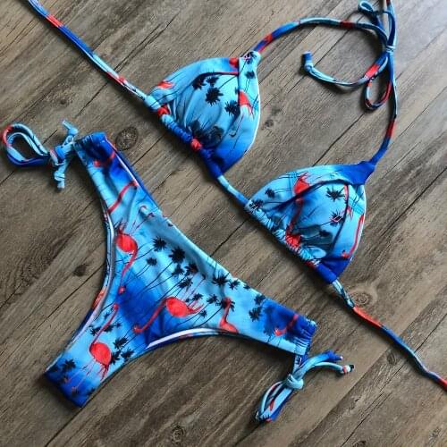 Bikinis 2021 Swimwear Women Swimsuit Beach Bathing Suit Maillot De Bain Femme Biquini Sexy Flamingo Print Brazilian Bikini Set