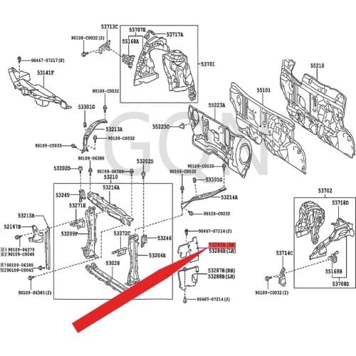 Radiator side air seal 2013-Toy ota YAR IS Water tank guard plate Water tank frame side baffle Front fuse right hole cover