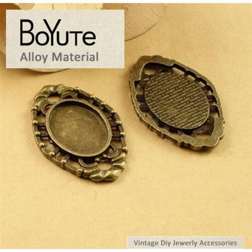 BoYuTe (50 Pieces/Lot) 18*13MM Cabochon Base Vintage Accessories Parts Antique Bronze Pendant Base Oval for Jewelry Components