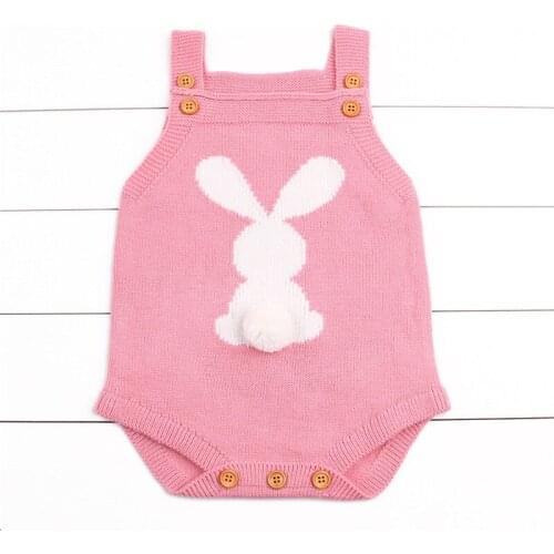 Newborn Baby Boy Girls Bunny Knitting Funny Rabbit Tail Romper Jumpsuit Outfits Baby Clothing