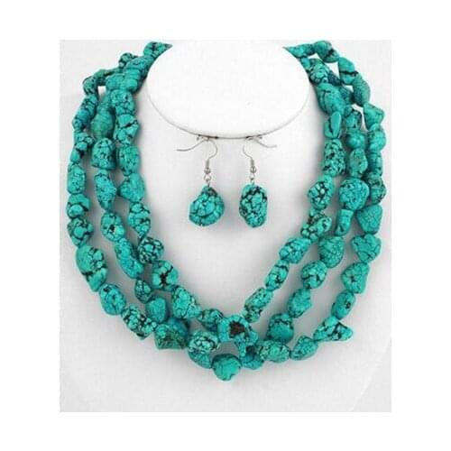 Long 50"inch Natural irregular Beads jewelry Necklace earrings AAA