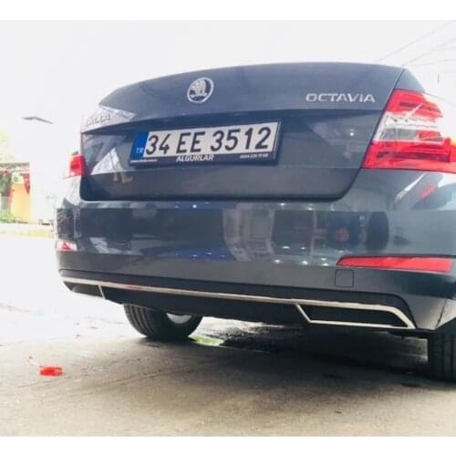 Skoda Octavia A7 Chrome Exhaust Tip Rear Diffuser 3 Pieces 2013 and On ISO9001 / 2008 A + Quality modified design