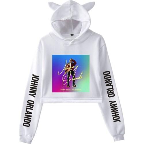Johnny Orlando spring new Kawaii cat ear cotton hoodie casual all-match pullover loose hoodie comfortable short sexy hoodie tops