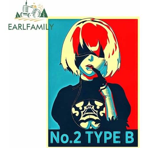 EARLFAMILY 13cm x 9.4cm for Nier Automata 2B Car Stickers Vinyl Scratch-proof Refrigerator Laptop Window Decal for Vehicle JDM