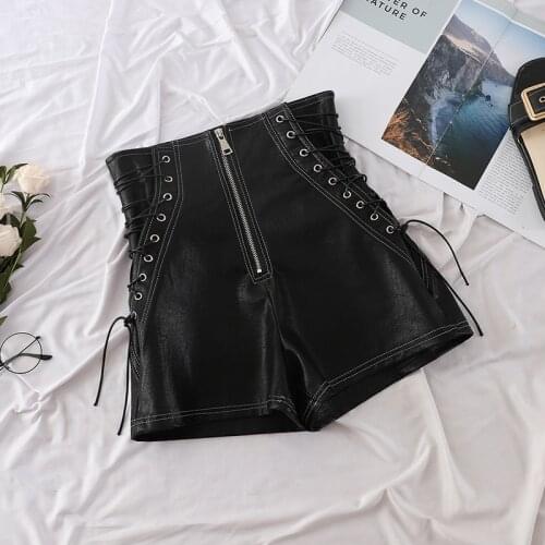 F1911 2019 new autumn winter women fashion casual cute sexy shorts outerwear pu leather