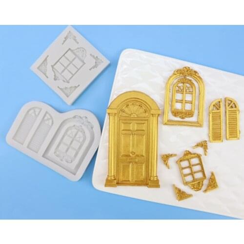 Retro Palace Door Windows Mould Silicone Mold Fondant Cake Decorating Tool Gumpaste Sugarcraft Chocolate Forms Bakeware