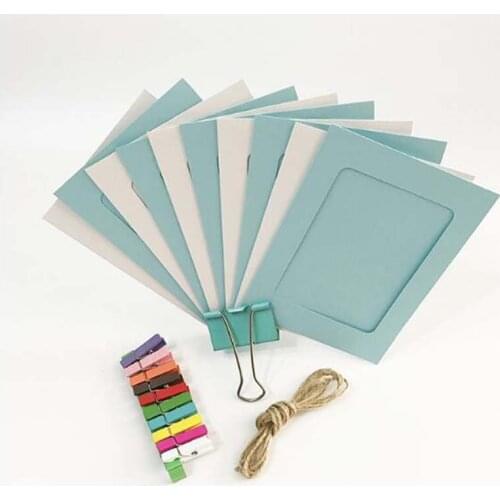 10 Pcs Combination Paper Photo Frame with Clips and 2 M Rope 6 Inch Photo Wall Hanging Picture DIY Home Decoration Photo Album