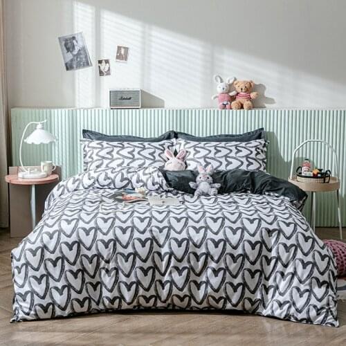 Geometric Cartoon Ice Fabric Bedding Set Loveheart Kids Duvet Cover Set 220x240 Queen King Bedclothes Bed Sheet 150 Bed Covers