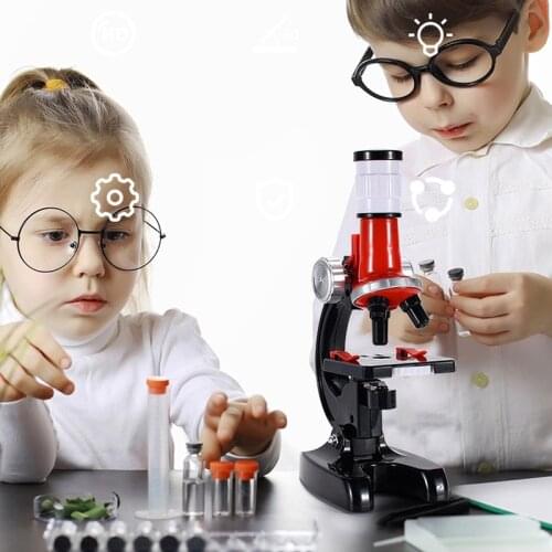 Illuminated Kids Microscope 1200X Zoom Monocular Biological Microscope Beginner Children Student Kids Educational Toy Microscope