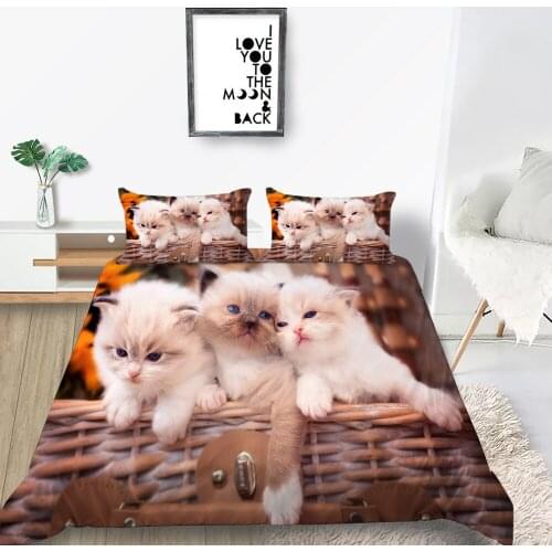 Cute Cat Bedding Set King Size Fashionable High End Duvet Cover Kitten Queen Twin Full Single Double Unique Design Bed Set
