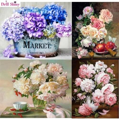 New DIY diamond painting flowers 5D diamant cross stitch crystal rhinestones unfinished full round diamond embroidery picture