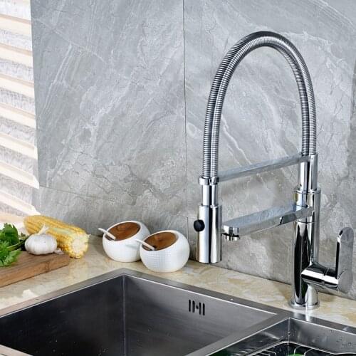 Newly Arrival Deck Mounted Polish Chrome Vessel Kitchen Faucet Mixer Tap Single Handle