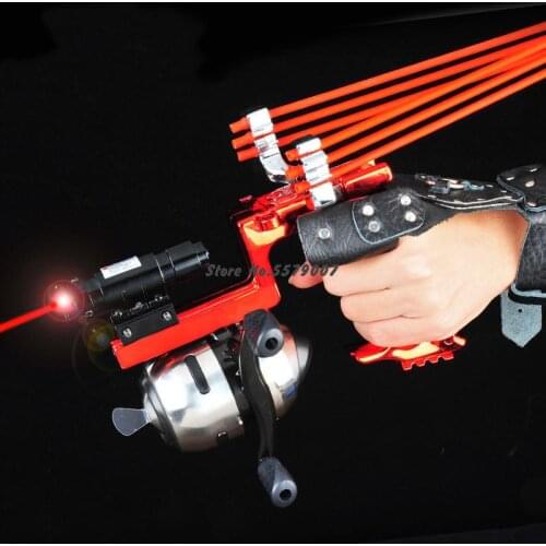 New Laser Shot Fish Set Slingshot High Precision Fishing Darts Precision Elastic Fishing Reel One Bow Outdoor Hunting Catapult