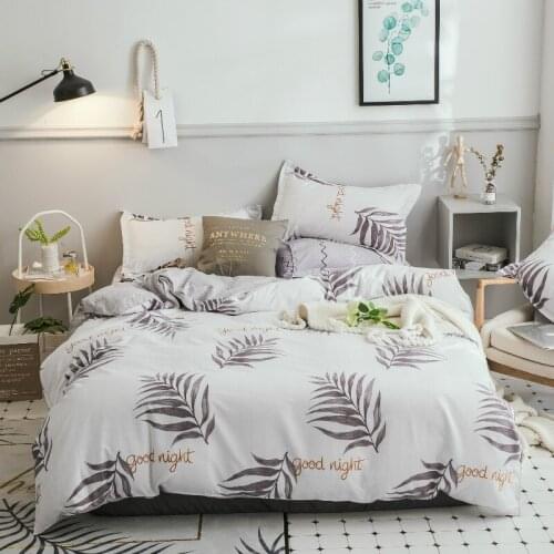 Autumn Linen Quilt Cover Luxury New Arrival 4pcs Cartoon Pillowcase Comforter Cover Bed Cover Plant Cashmere King Size Duvet Set