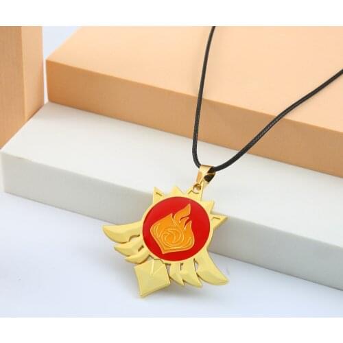 Game Genshin Impact Necklace Metal Eye of God 7 Element Pendant Leather Rope Chain Choker Necklaces Charm Gifts Jewelry