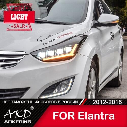 For Car Hyundai Elantra 2012-2016 Head Lamp Car Accessory Fog Lights Day Running Light DRL H7 LED Bi Xenon Bulb Headlights