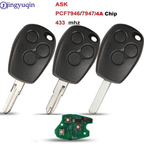 Jingyuqin Remote Key PCF7946 Chip 434MHz For Renault Trafic Vivaro Primastar Movano 3 Button Replacement Control Fob Keyless