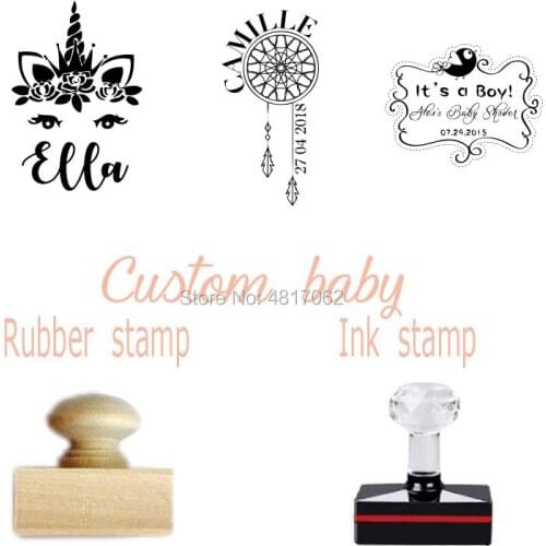 Baby name rubber stamp - Self Inking Stamp - custom rubber stamp - Birth Announcement Stamp
