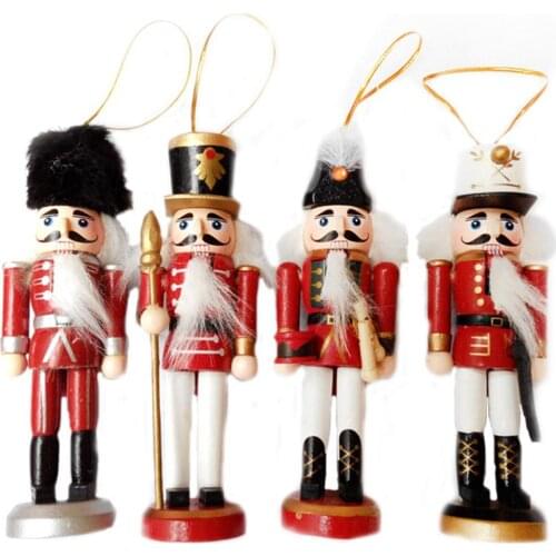 4pcs/set 15CM Christmas Gift Nordic Style Wooden Small Nutcracker Soldier Shape Desktop Christmas Ornament for Xmas Tree Decor