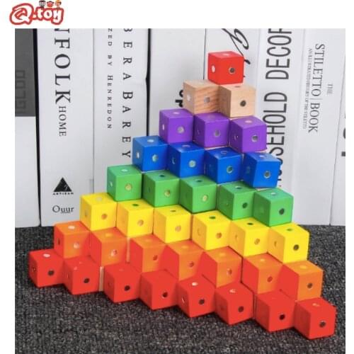High quality wood Montessori educational math toy magnetic cube block wooden blocks teaching aids color number shape cognition