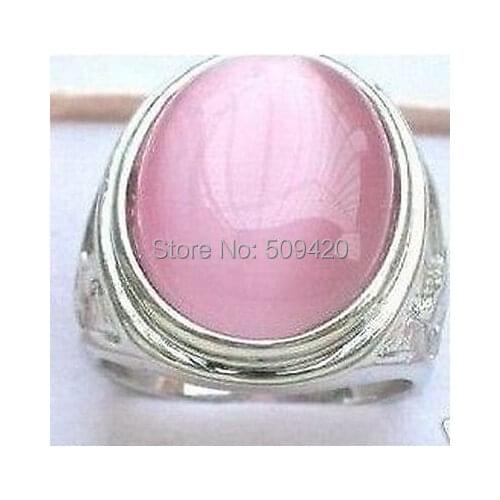 XFS2014102>>>ABeautiful Tibet Silver Pink jade Ring Size 8-11