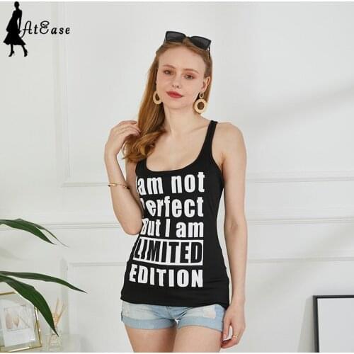 I Am Not Perfect But I Am Limited Edition Letter Print Women Sleeveless Tshirt Cotton Casual Funny Top U-neck Casual Tanks Top