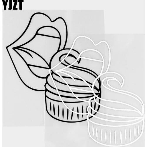 YJZT 11.8×13.8CM Delicious Sweet Muffin Fashion Car Sticker Body Decoration Vinyl Decals Black / Silver 20B-0418
