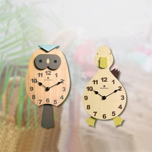 Fun cute duck children room decoration wall clock pastoral owl simple wall clocks Christmas gift
