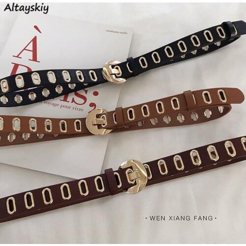 Belts Women Korean Style Leather Students Belt Retro Trendy Hip-hop Couples High Quality All-match Casual Harajuku Accessories