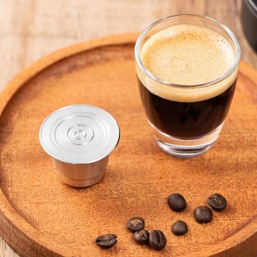 1 Set Coffee Capsule Cup Stainless Steel Filter Cup Reusable Capsules Mug Portable with Spoon Brush for Nespreso Coffee Machine