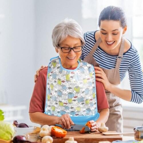 1 Piece Adult Bib L Size Adjustable Feeding Towel Soft Leak-Proof SalivaTowel Waterproof Burp Cloth For The Elderly 2021