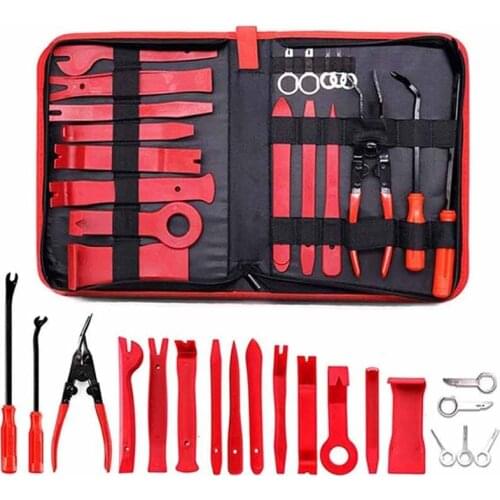 19Pcs Portable Trim Removal Tool Car Pannel Door Audio Auto Trim Tools kit,Auto Clip Pliers Installer Pry Tools with Storage Bag