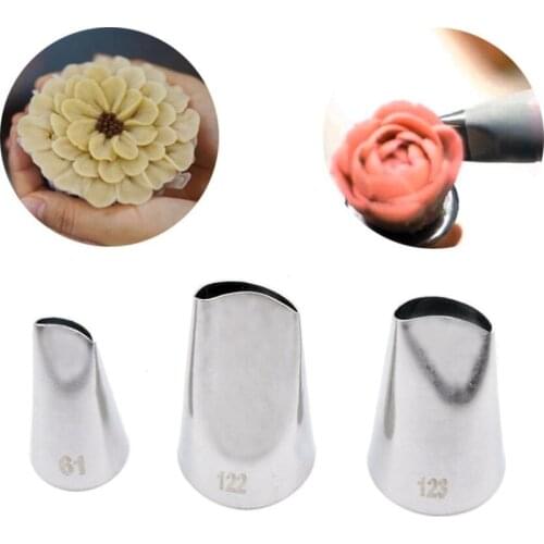 3PCS Rose Flower Cake Decorating Tips Cream Icing Piping Fondant Rose Nozzle Pastry Tools Fondant Decorating Tools #123 #122 #61