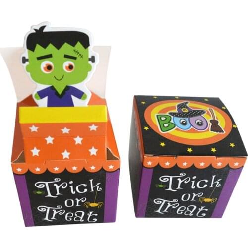 50pcs Horror Candy Box Halloween Paper Bag Creative Pumpkin Packaging Favor Gift Box Trick Treat For DIY Halloween Party Decor