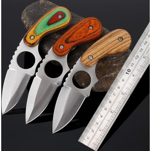 6.02'' Fixed Blade knife Outdoor Pocket Survival Tactical Knife Camping Hiking Hunting Knives Self-defense Wood Handle EDC Tools