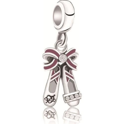 Ballet shoes pendant charms fit original pandora bracelet High heels shoes bead jewelry for women gift