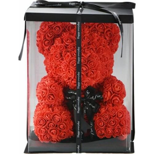 White Valentines Day Gift Rose Teddy Bear Rose Flower Artificial Decoration Birthday Party Wedding Decor Girlfriend Gift