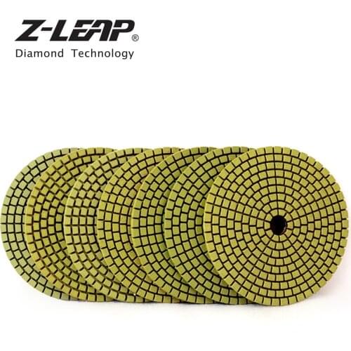 Z-LEAP 4 Inch 7pcs Diamond Polishing Pad Kit 100mm Flexible Granite Marble Concrete Stone Sander Disc Wet Abrasive Tools
