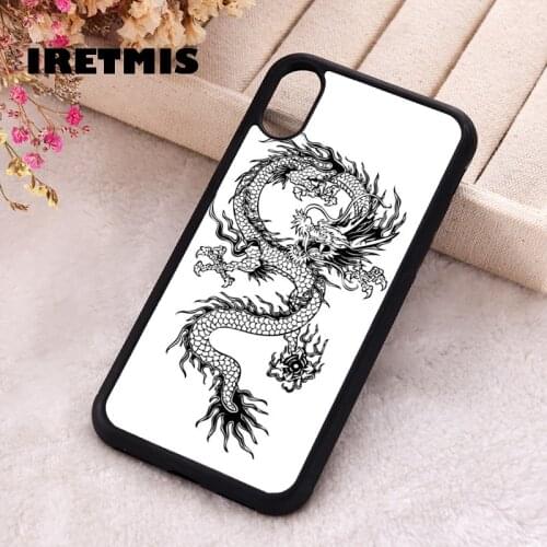 Iretmis 5 5S SE 2020 Phone Cover Case for iPhone 6 6S 7 8 Plus X Xs XR 11 12 Mini Pro Max Oriental Chinese Dragon Simple Drawing