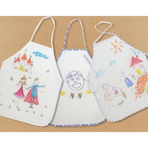 Children Apron DIY Painting Disposable Blank White Kids Aprons Kitchen Cooking Bib Paint Eat Drink Outerwear Apron