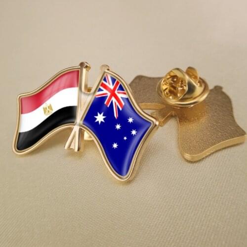Egypt and Australia Crossed/Double/Friendship Flags Lapel Pins/Brooch/Badges