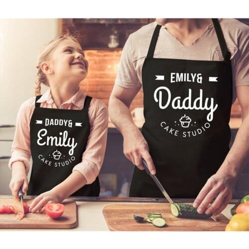 Custom“Daddy and Daughter,Mummy and Son”Matching Family Apron,Personalized with Names Cake Bakery Apron,Head Chef,Sous Chef Gift